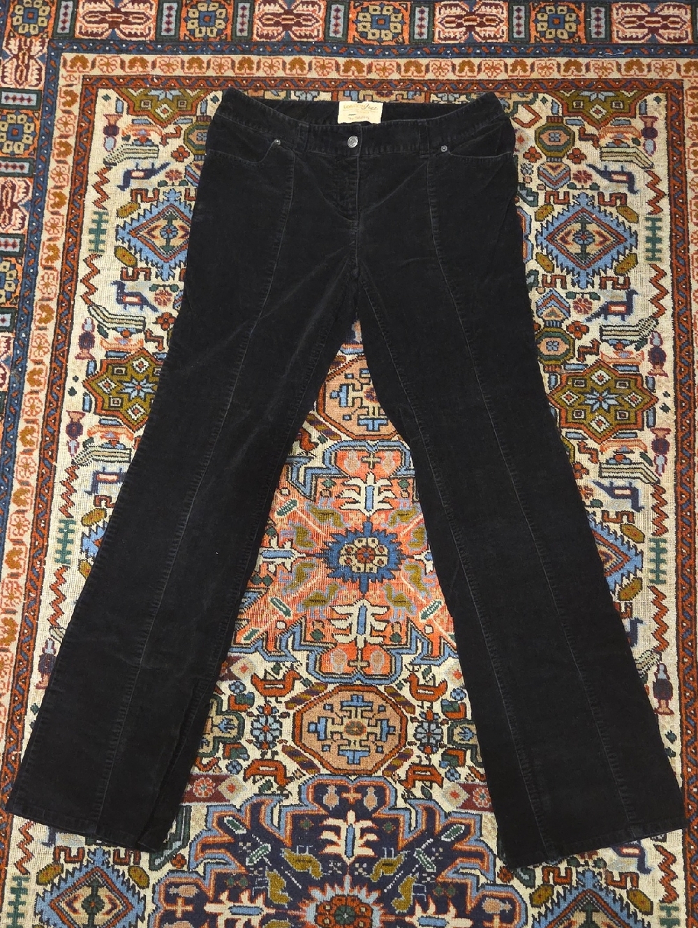 LONDONJEAN Women's Straight Leg Corduroy Pants in Black